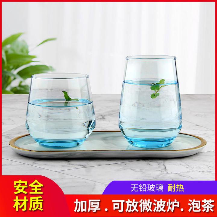 【2只】无铅玻璃杯啤酒杯加厚耐热微波炉ins风果汁杯饮料杯茶水杯