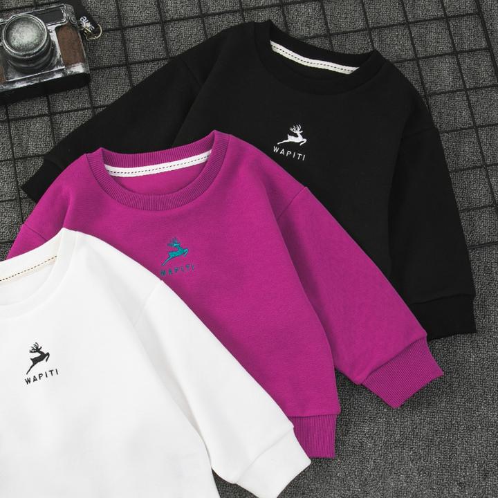 男童卫衣春秋中大童上衣棉白色休闲套头衫儿童新款女童内搭外穿