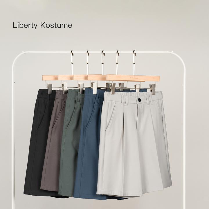 Liberty Kostume 夏季休闲短裤男纯色宽松直筒五分裤短中西装裤男