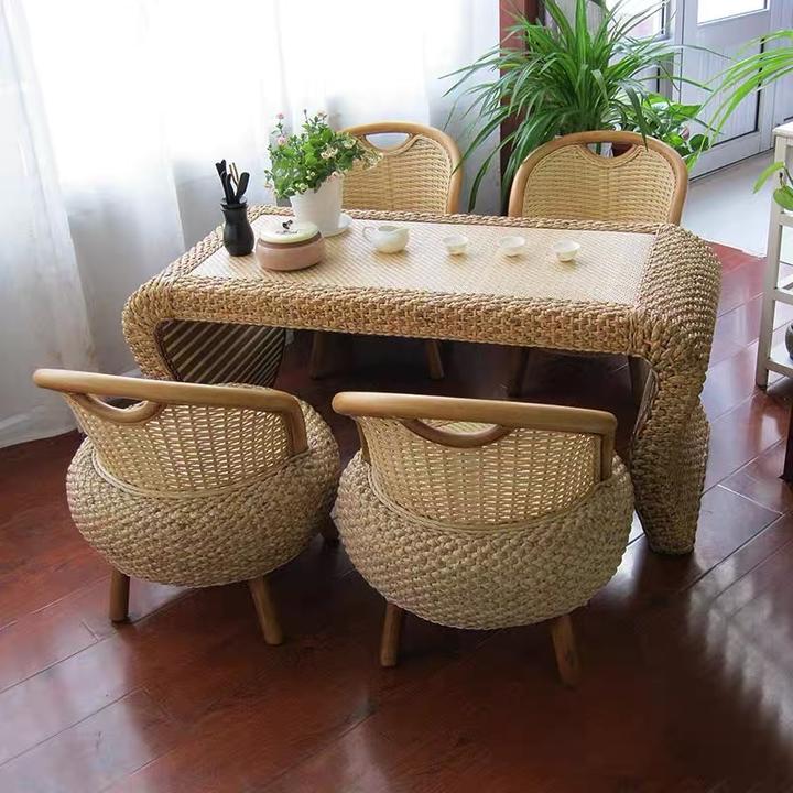【木槿藤艺】藤编茶几现代简约藤椅家用组合阳台客厅地台榻榻米小桌
