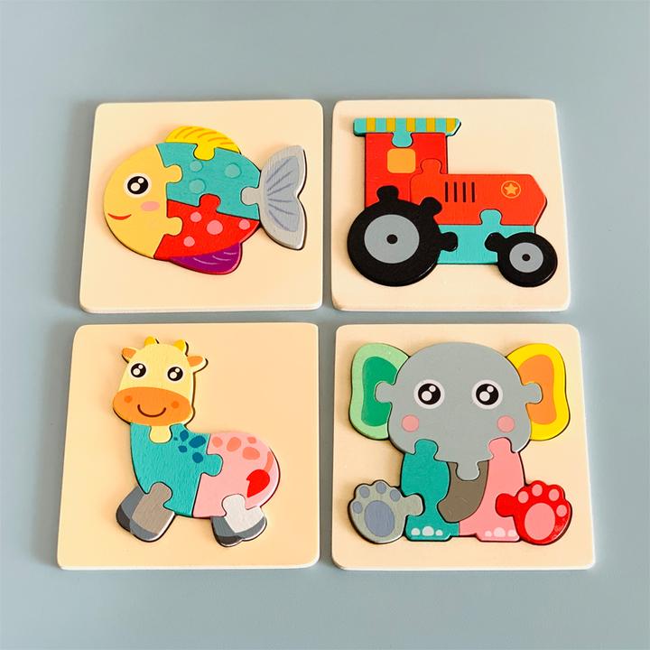 儿童幼儿立体拼图早教益智锻炼儿童宝宝男女玩具木质拼图卡通拼装