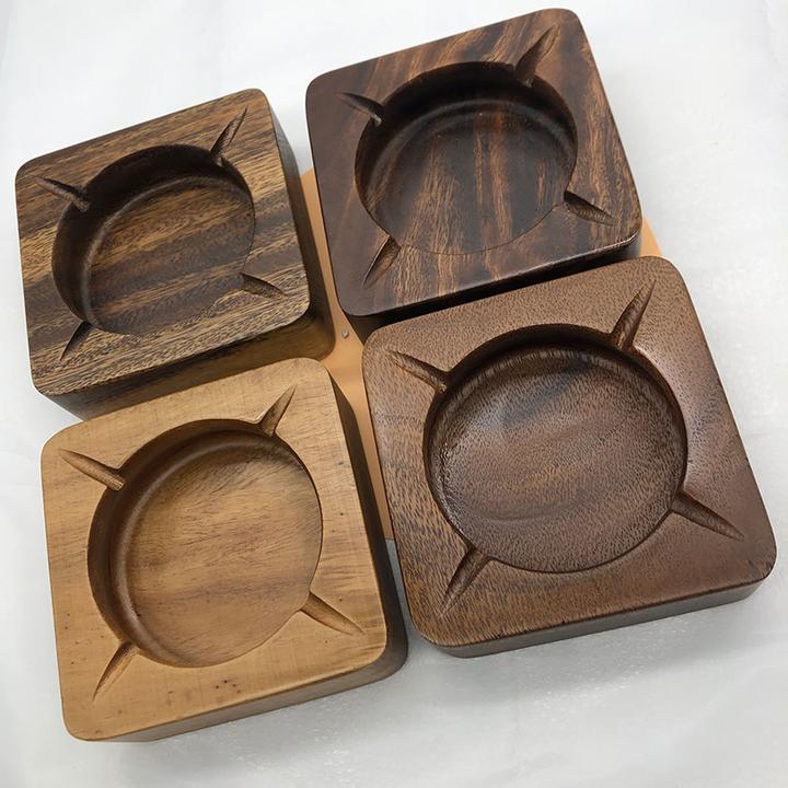 胡桃木烟灰缸家用客厅潮流个性多功能宾馆新中式烟缸奥坎免费刻字