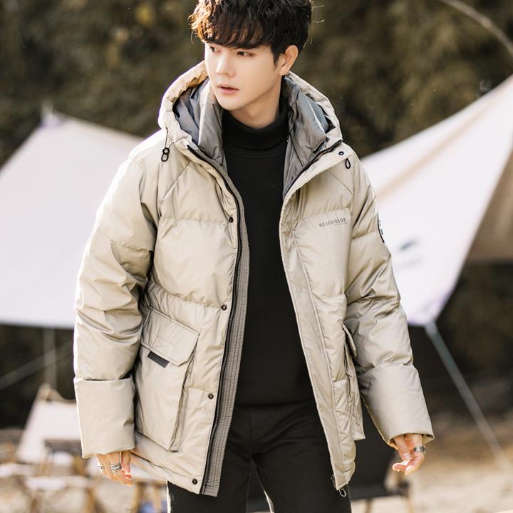 高档潮牌羽绒服男爆款2025新款正品冬季加厚短款连帽青年休闲外套