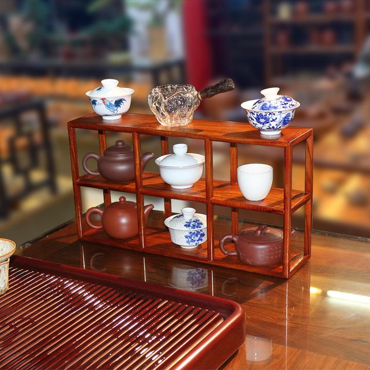 紫砂壶摆放架简约博古架实木工艺茶具茶壶置物架茶杯收纳展示架