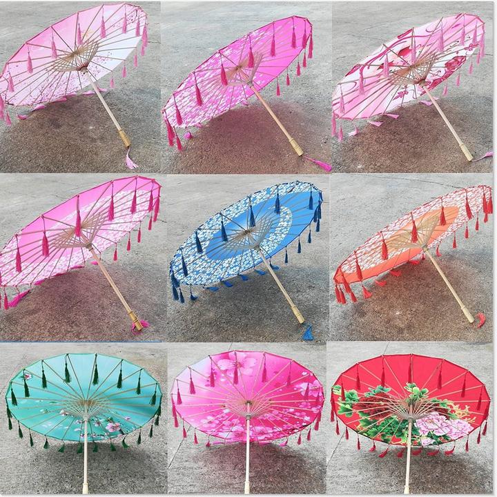 古装油纸伞古风女流苏绸布伞跳舞伞舞蹈伞演出旗袍走秀伞古典装饰