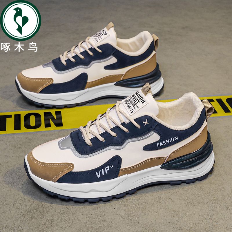 厂家直供【正品】啄木鸟男鞋运动鞋2025新款秋冬休闲鞋潮流皮面运动