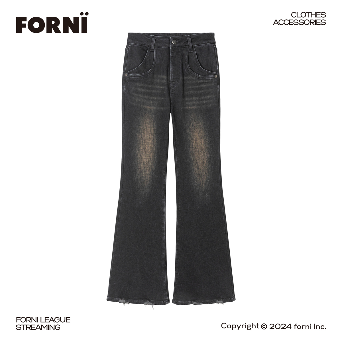 FORNI x yoyo 复古牛仔喇叭裤百搭休闲女士显瘦经典文艺