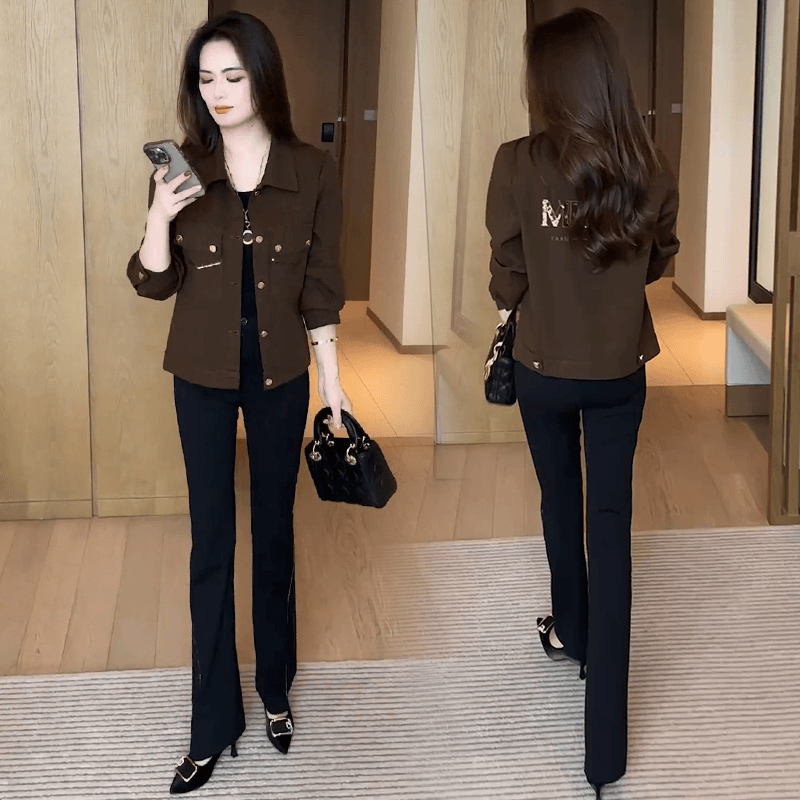 时尚短款外套女2024秋季新款宽松显瘦小个子休闲牛仔夹克百搭上衣