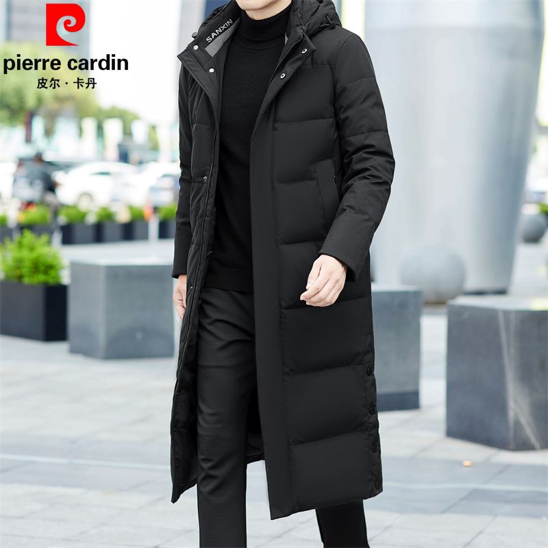 皮尔卡丹羽绒服男长款过膝冬季新款加厚加大码鸭绒中年防寒男外套