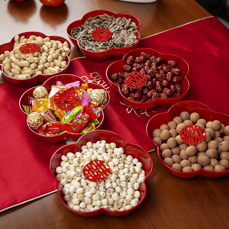 果盘结婚专用红色客厅茶几喜糖盘高档婚房布置婚新婚用品大全ins