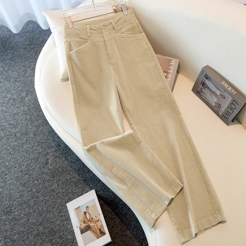 灯芯绒窄版阔腿裤女2025秋冬新款爆款高腰垂感休闲拖地裤直筒长裤