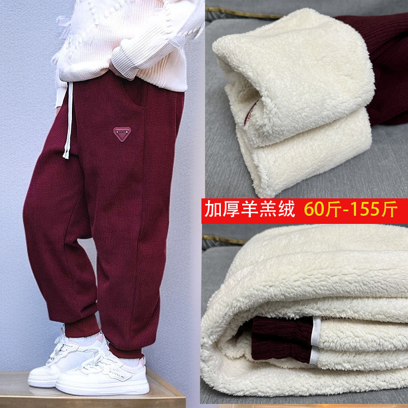胖女童裤子冬款加绒加厚一体绒裤子儿童休闲裤宽松加肥卫裤中大童