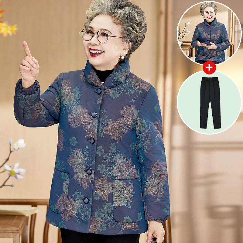 老年人妈妈冬装棉服外套60-70-80岁奶奶冬季加绒加厚棉袄婆婆棉袄