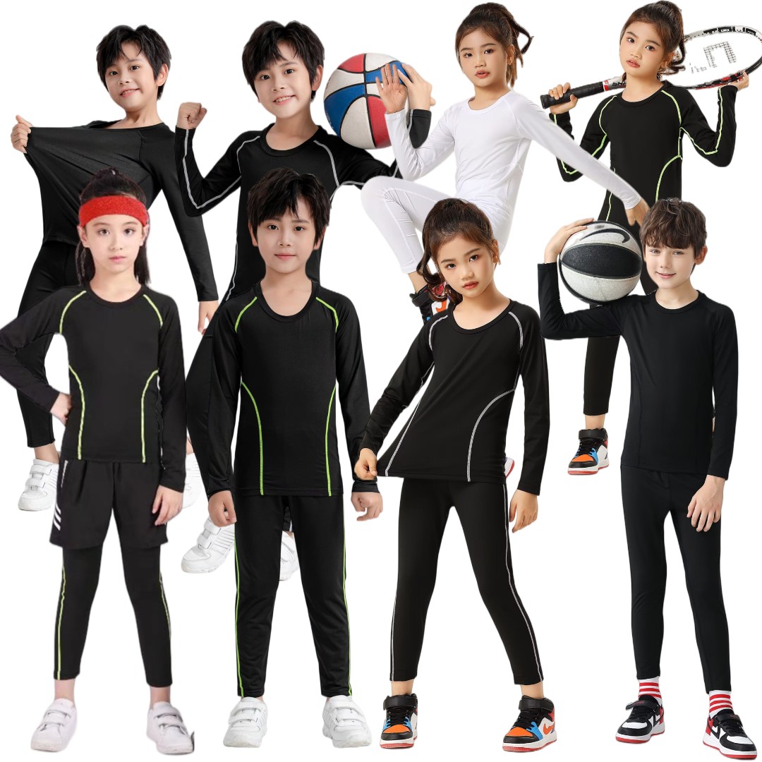 紧身衣训练服儿童加绒篮球足球打底速干运动套装男女秋冬晨跑健身
