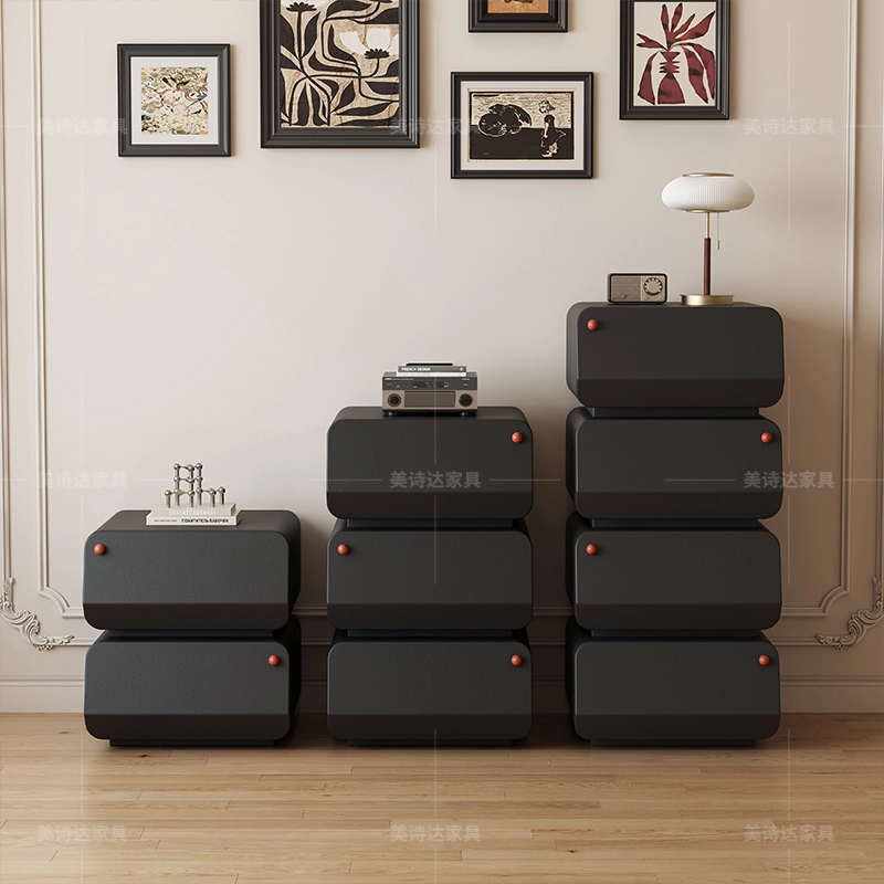 网红斗柜黑色全实木简沙发边柜收纳四斗柜卧室床头柜梳妆台一体
