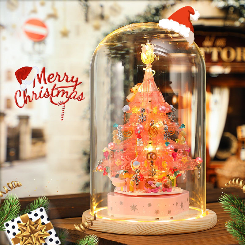 圣诞节礼物圣诞树积木3d立体拼图八音盒摆件拼装玩具女生系列