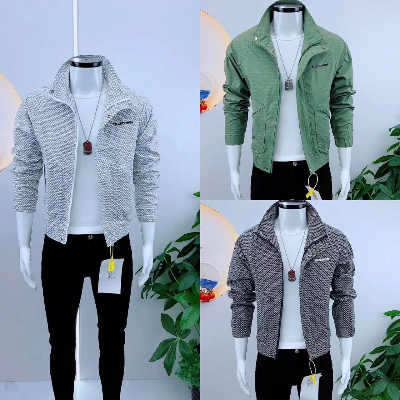 痞帅潮男格子款夹克韩版立领帅气外套时尚修身大气休闲高级感外套