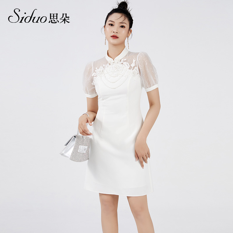 S22059思朵新品王炸,SIDUO国风改良旗袍名媛时尚A字裙摆礼服裙