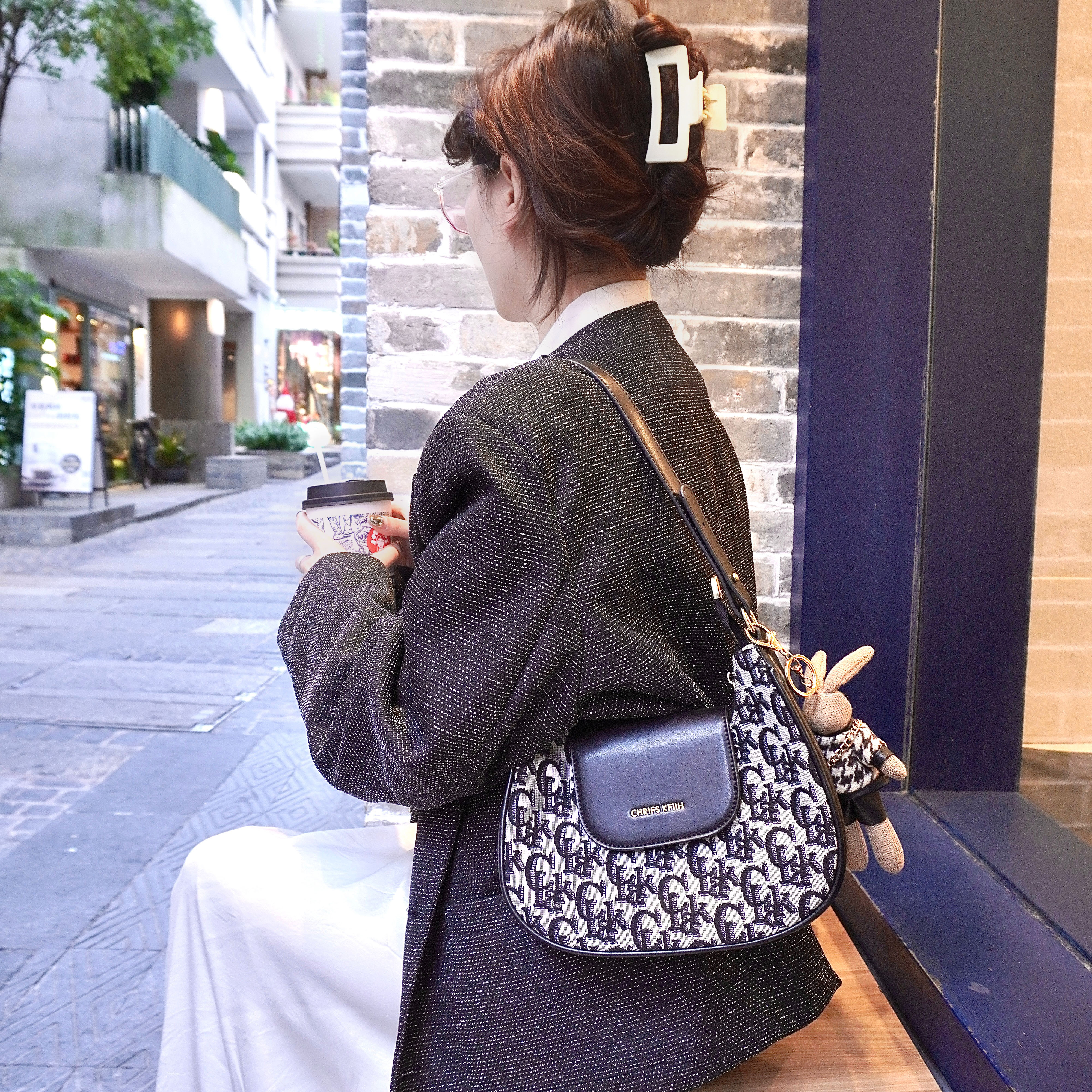 格纹包包百搭小包包单肩斜跨网红女士潮流韩版肩包休闲女包6010