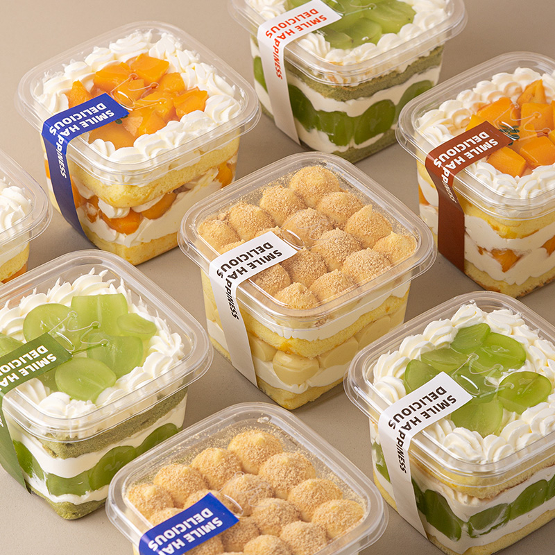 方形慕斯盒一次性杯子蛋糕打包盒水果盒子塑料千层西点蛋糕包装盒