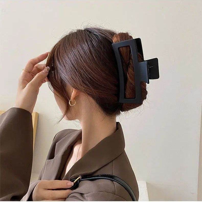 气质方形磨砂夹子头饰简约大号发夹后脑勺盘发发饰时尚鲨鱼发卡