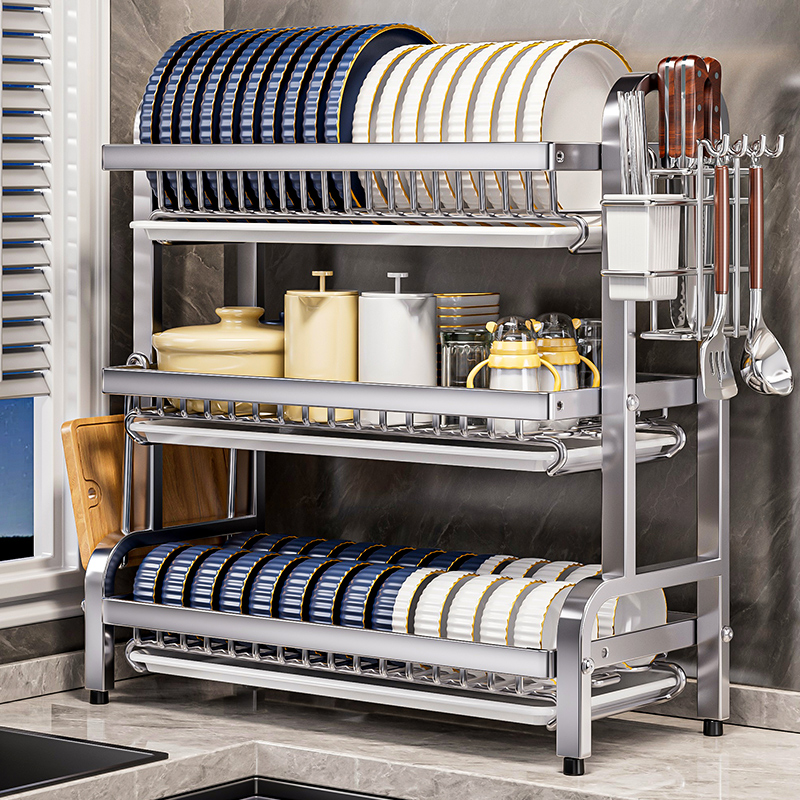 不锈钢碗碟收纳架沥水碗盘放碗碟子盘子碗架厨房置物架多功能