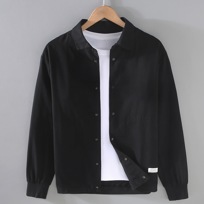 艾塞西隆比春秋季新款男士纯色全棉夹克休闲潮流军绿色外套男装潮