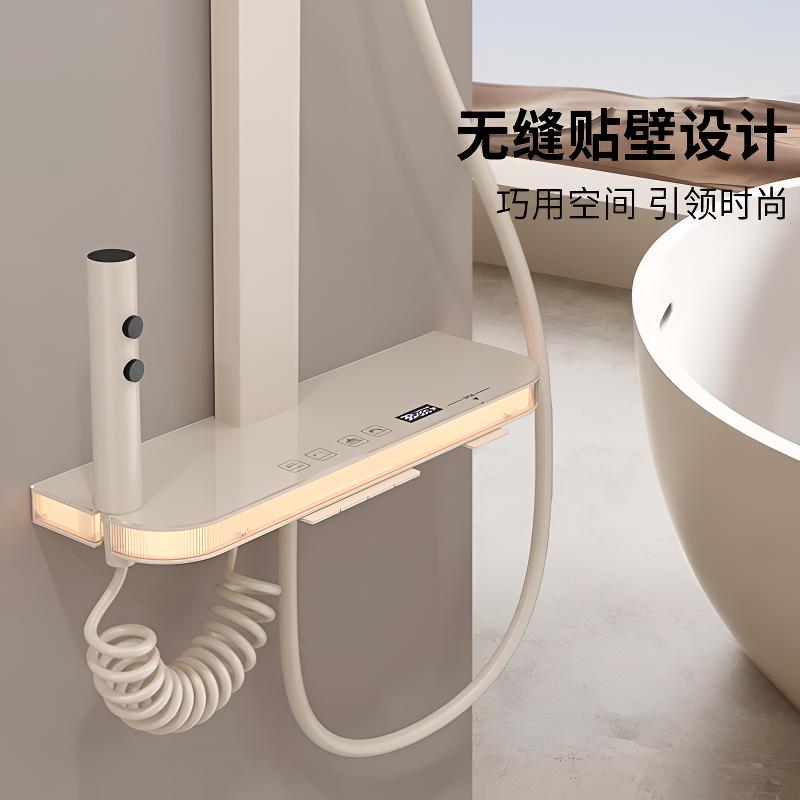 全铜花洒淋浴套装全套恒温数显增压一体式方管大花洒混水阀多功能