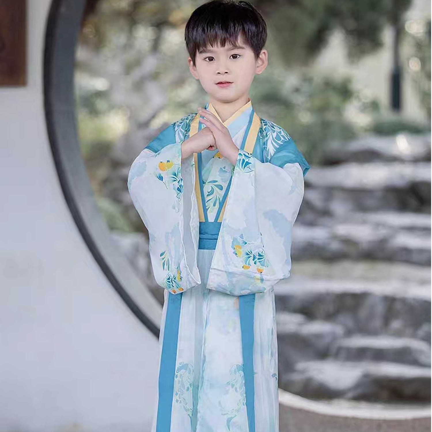 儿童汉服男童古风男款儿童古装国学服男童唐装文学服男装春秋国风