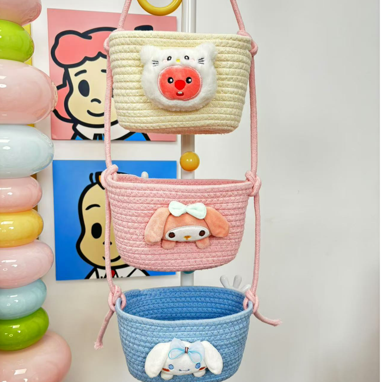 新款浴室挂篮收纳筐轻奢卡通储物可爱幼儿园置物卧室办公室壁挂