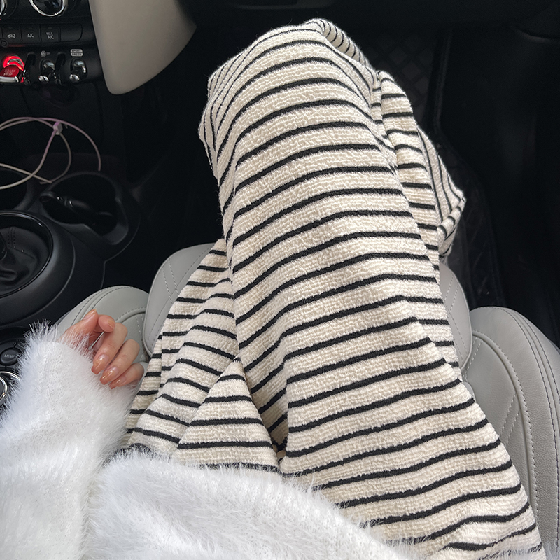休闲慵懒风毛巾条纹阔腿裤女2025新款糯米裤百搭加厚高腰遛弯裤子