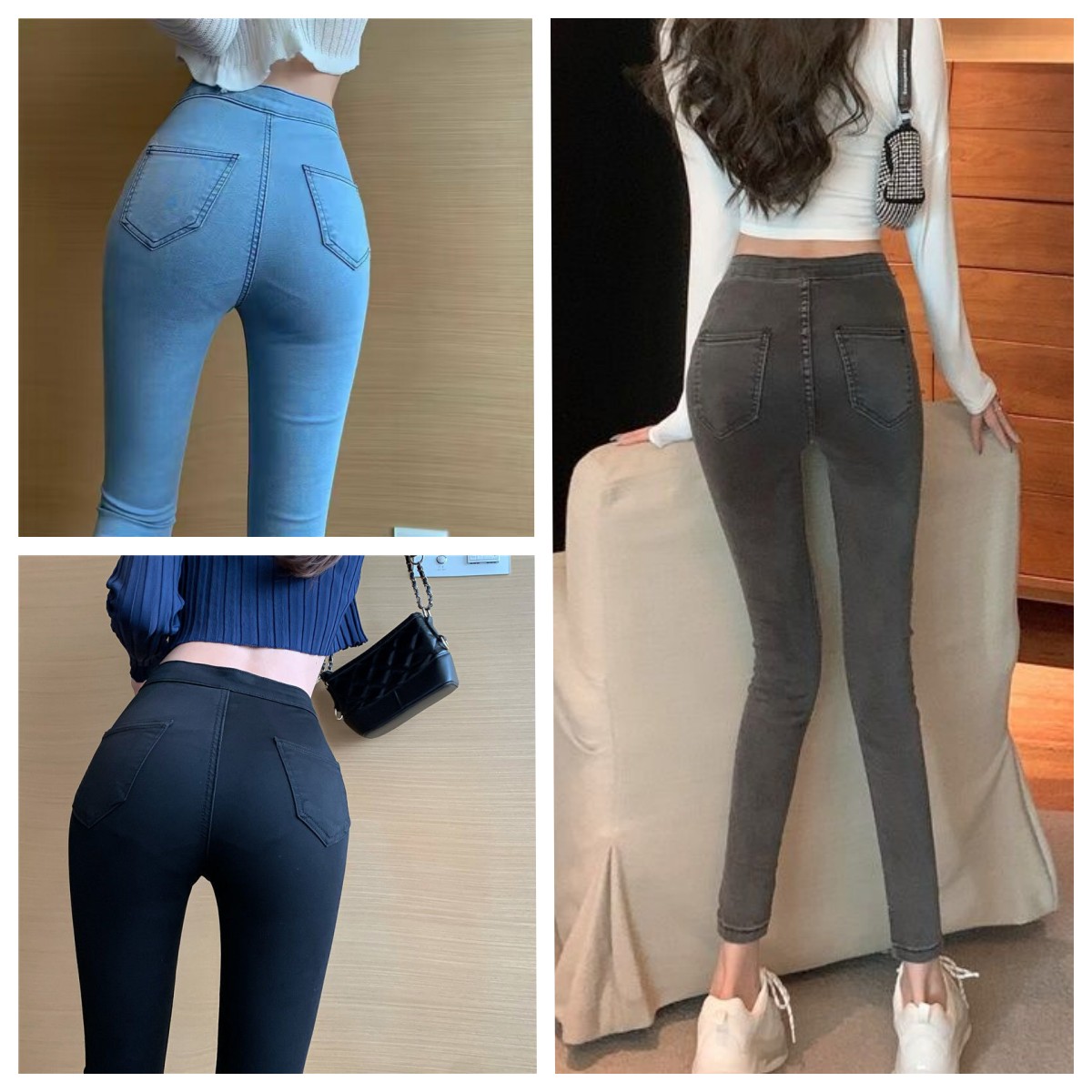 高腰提臀翘臀牛仔裤女秋薄款九分弹力显瘦性感紧身小脚铅笔裤百搭