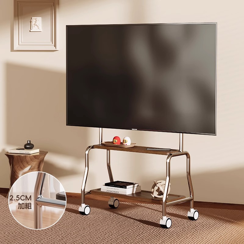 电视移动支架不锈钢落地推车带轮挂架适用于移动电视支架电视支架