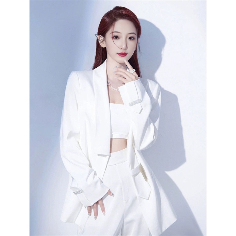 职业长袖白色阔腿裤西装套装女高级感2025新款气质干练西服两件套