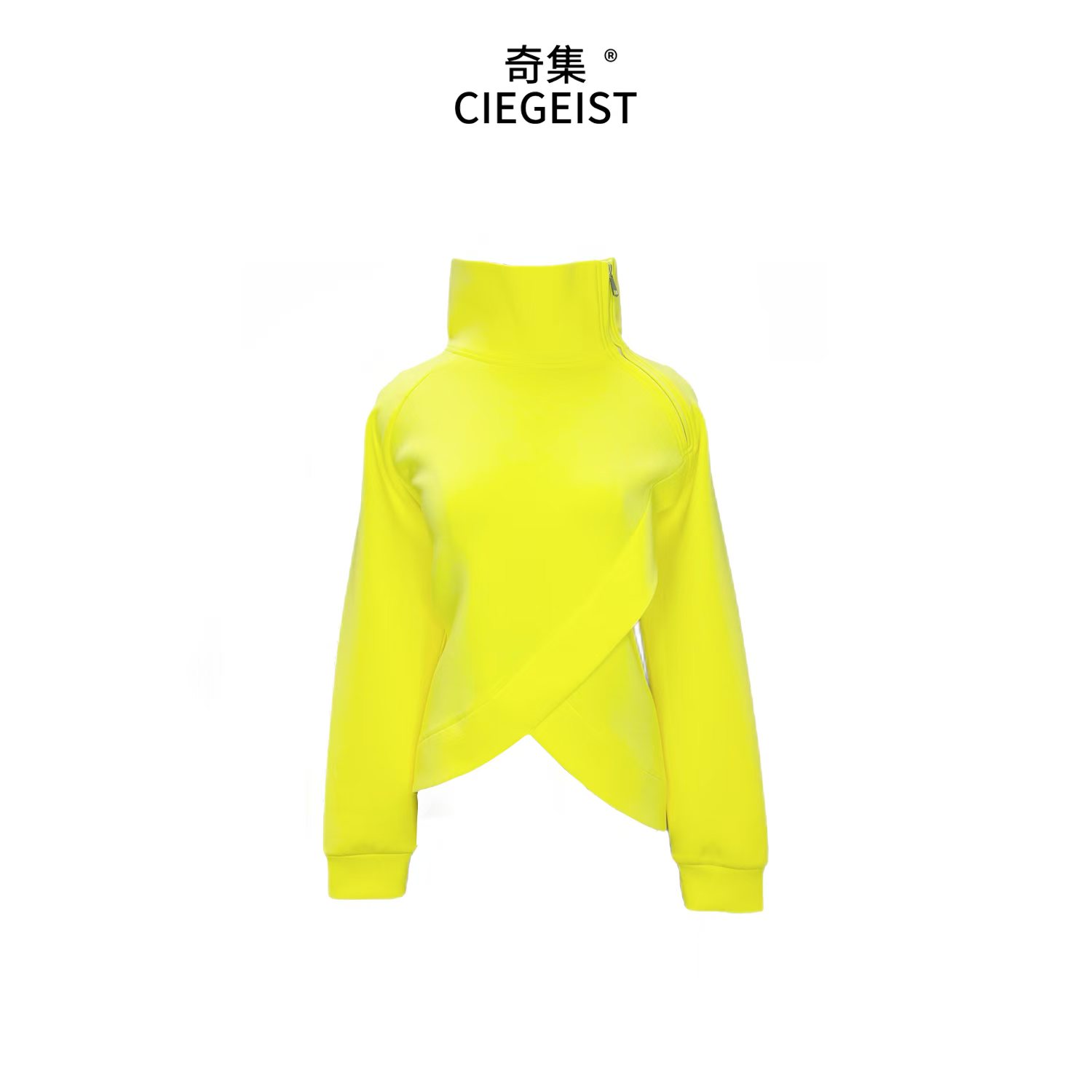 S-Design秋冬设计师款宽松不规则下摆个性款大牌气质高领卫衣2048