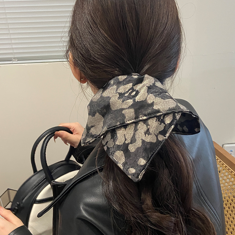 超大号复古方巾豹纹发绳女高级感大肠发圈2024新款低马尾头绳发饰