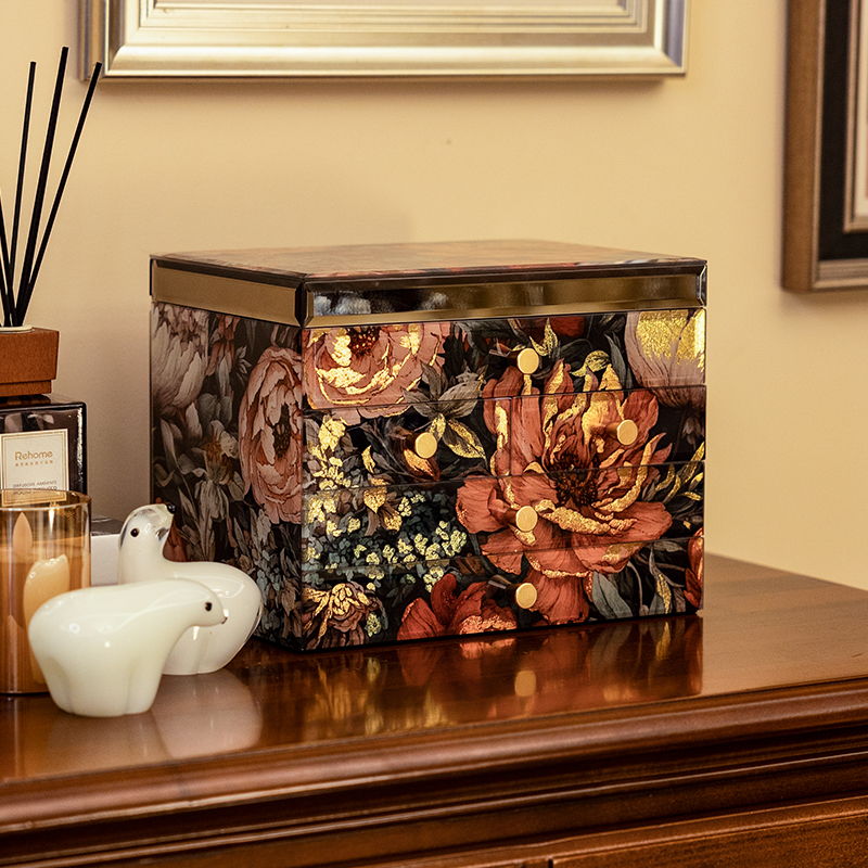 首饰盒/箱 中式复古首饰盒创意精致大容量首饰收纳高档首饰收纳盒