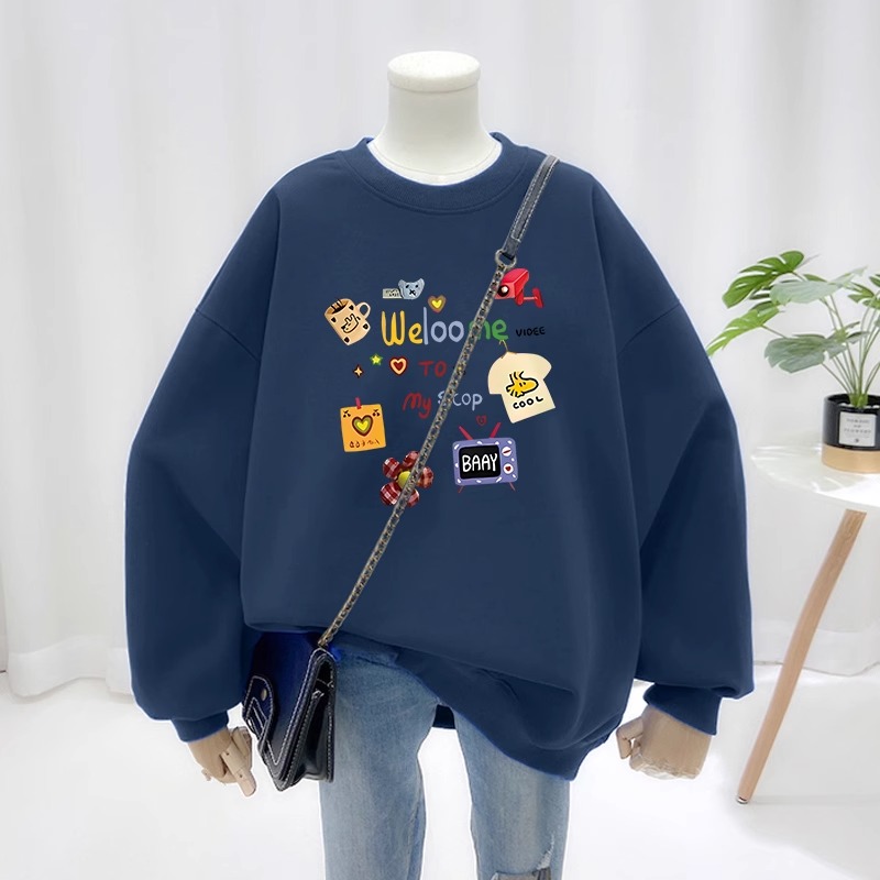 大码胖mm秋冬加绒卫衣女款新款爆款慵懒风oversize外套上衣潮