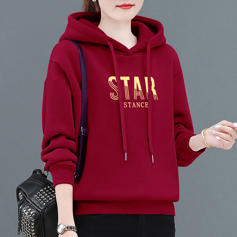 卫衣女士2025新款秋冬长袖加绒加厚韩版时尚宽松百搭连帽显瘦上衣