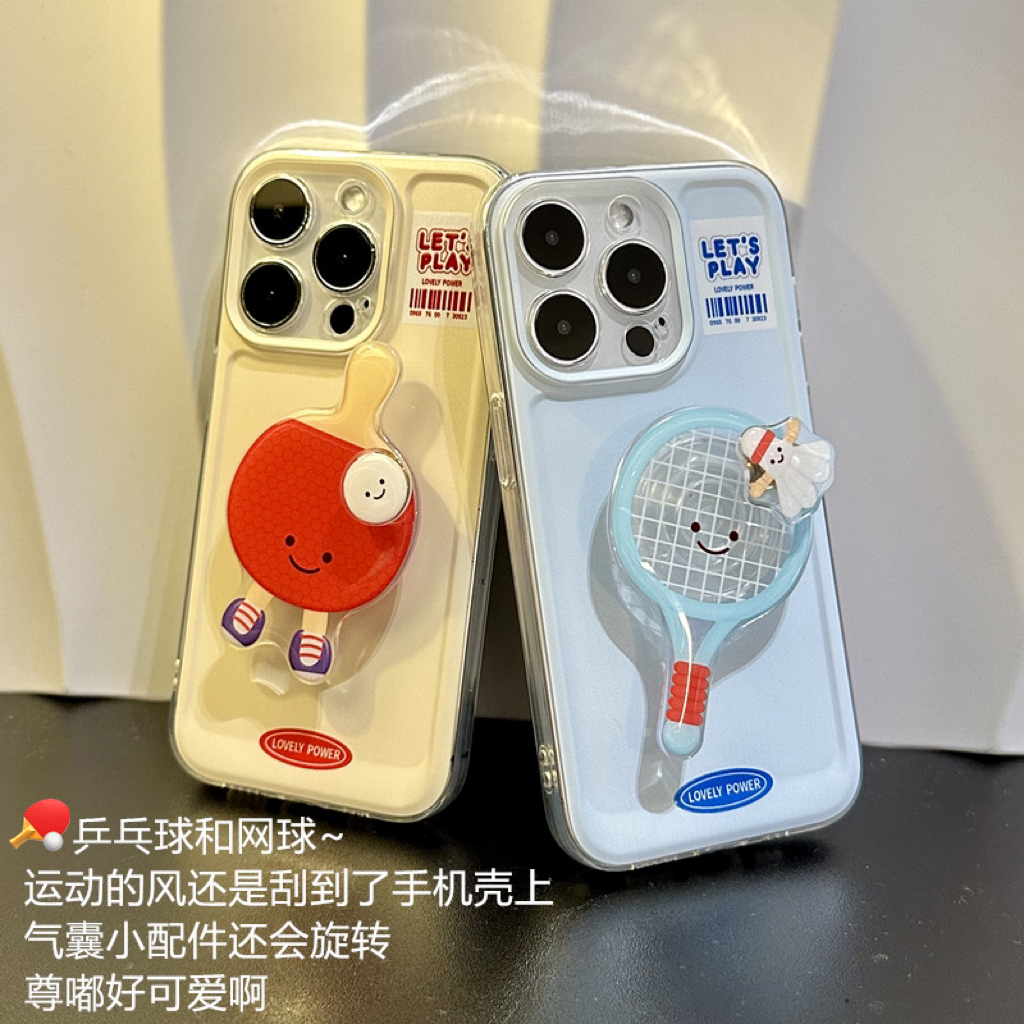 旋转羽毛乒乓球拍支架适用iPhone15苹果14手机壳华为p70小米vivop