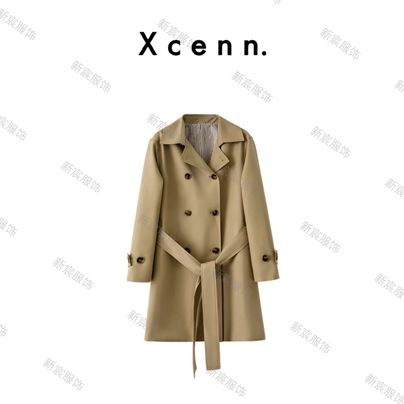 【新宸Xcenn】24春新款风衣中长款经典气质双排扣外套女FS0A1688