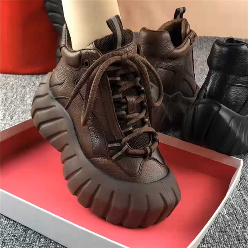 短靴女真皮圆头靴子女松糕厚底棉鞋女冬加绒复古单靴软底马丁靴女