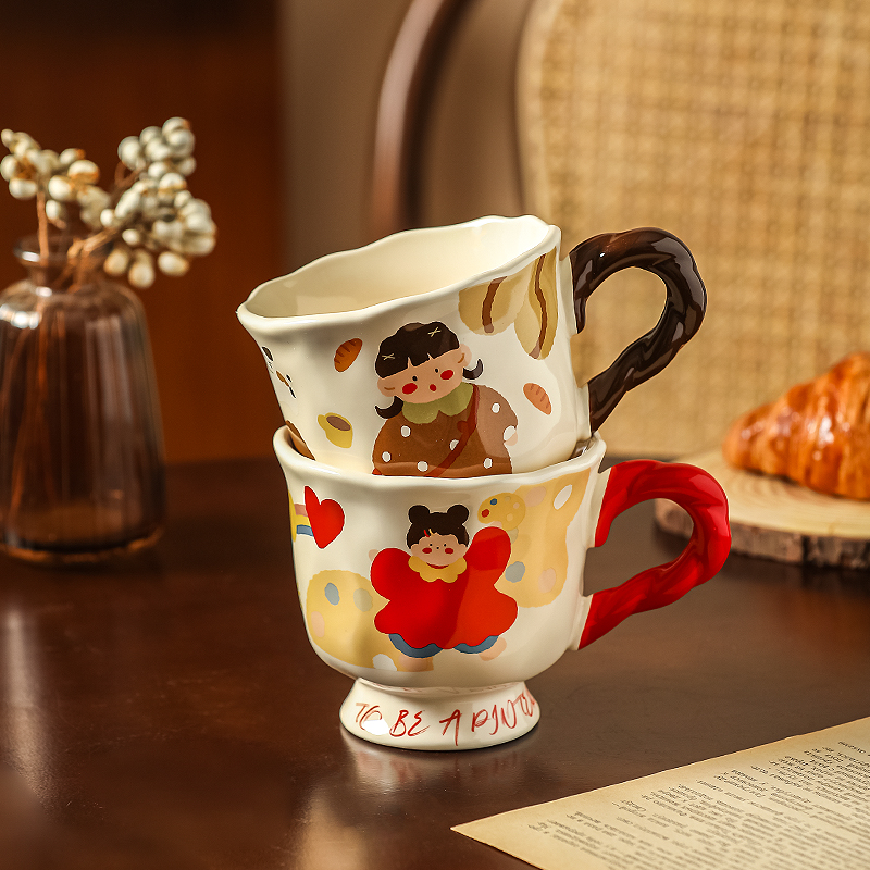 川岛屋马克杯女生陶瓷杯子家用特别好看的水杯办公室咖啡杯早餐杯