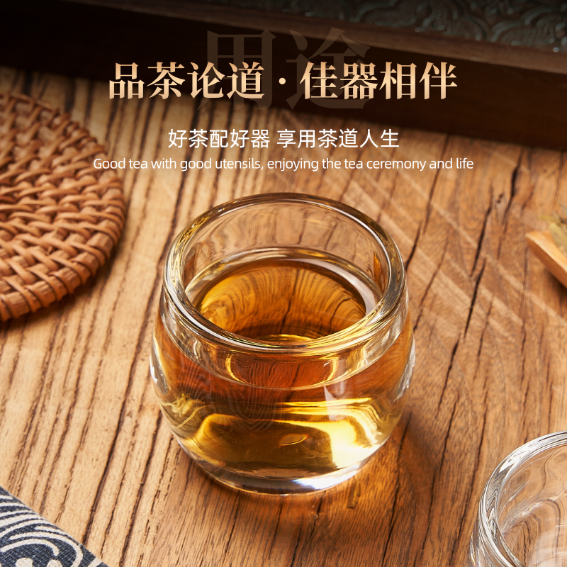 【四只装】加厚扳指杯家用透明主人杯创意加厚茶杯酒杯水杯玻璃杯