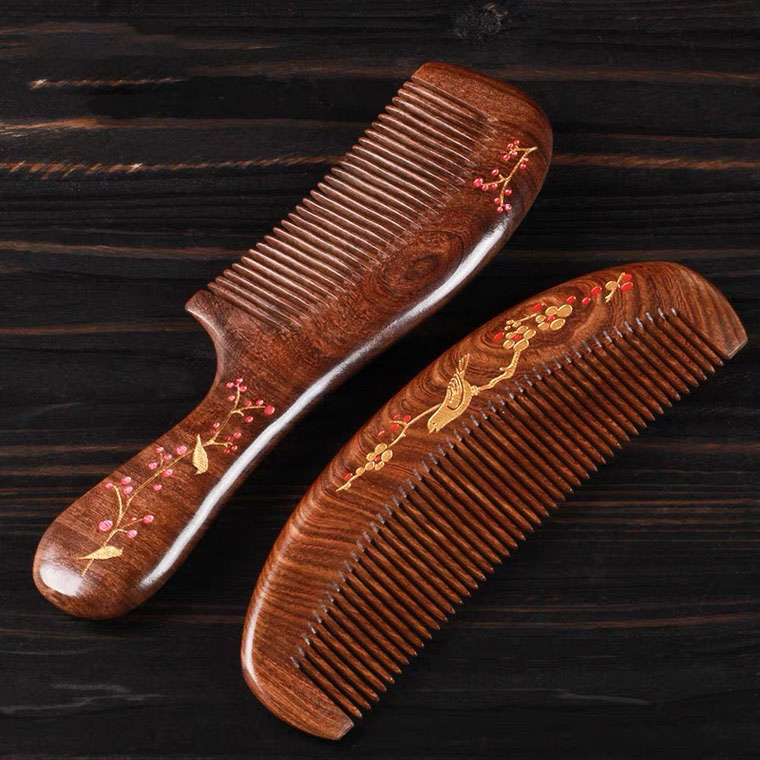 正品天然大号黑檀木木头梳子家用密齿专用女士防静电梳女士梳子