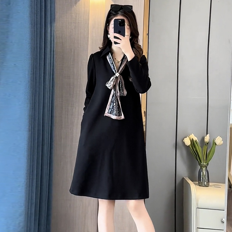 设计感大码宽松时尚中长款裙子春秋新款遮肉显瘦百搭打底连衣裙女