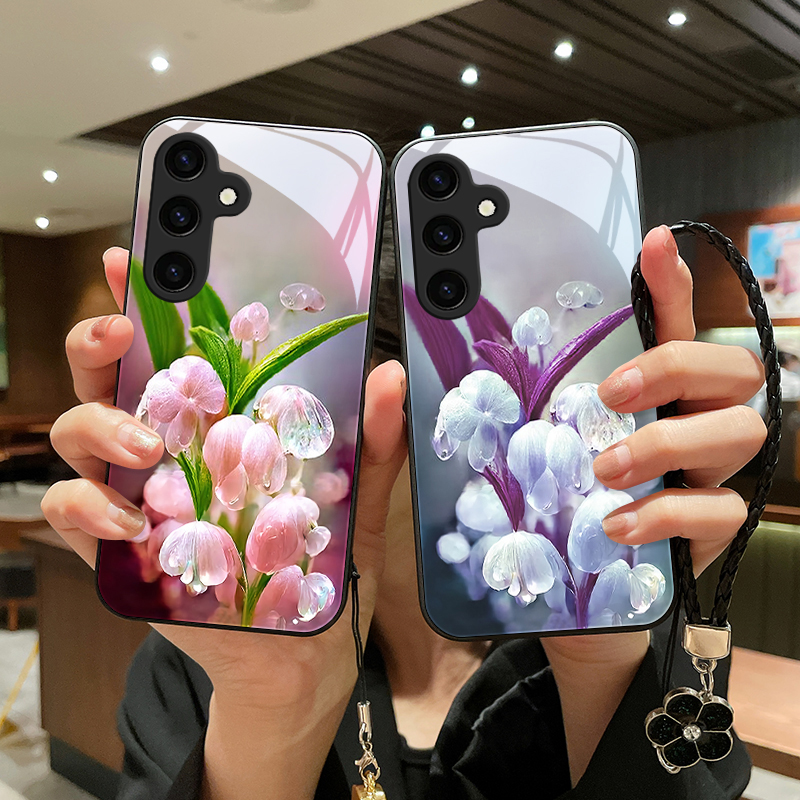 靓丽花朵适用三星S24手机壳新款GalaxyS24+硅胶散热玻璃S24Ultra