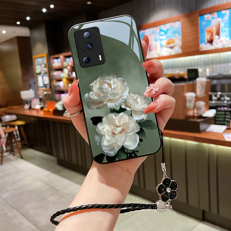 洁白花朵小米civi2手机壳Civi1S防摔全包civi玻璃情侣女挂绳高级