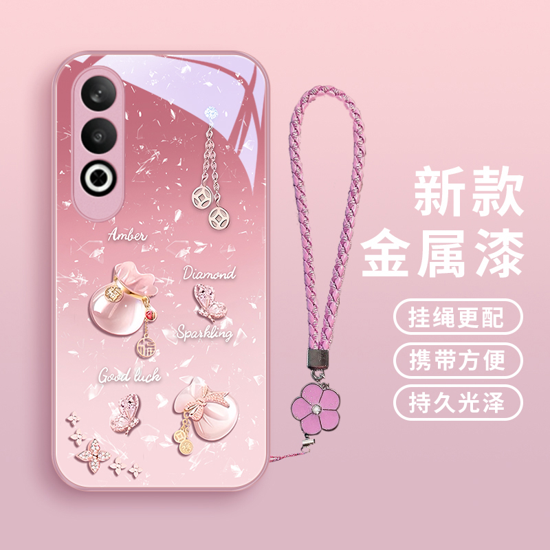 好运福袋适用oppok12手机壳OPPOK12X玻璃k12X高级女款可爱金属漆