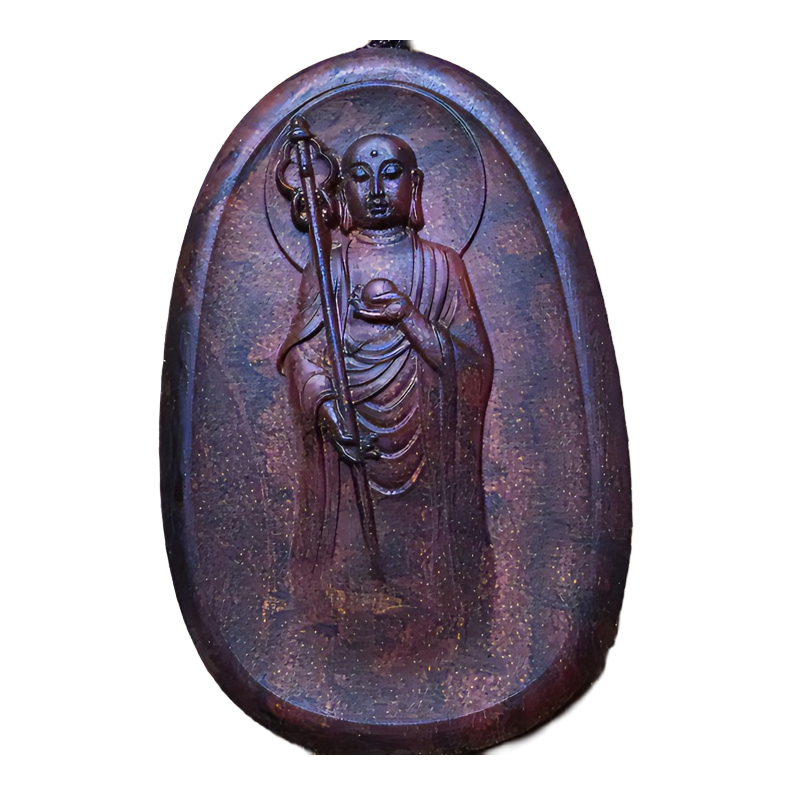 海南黄花梨油梨吊坠，地藏王牌子，守护神吊坠毛衣链项链文玩收藏
